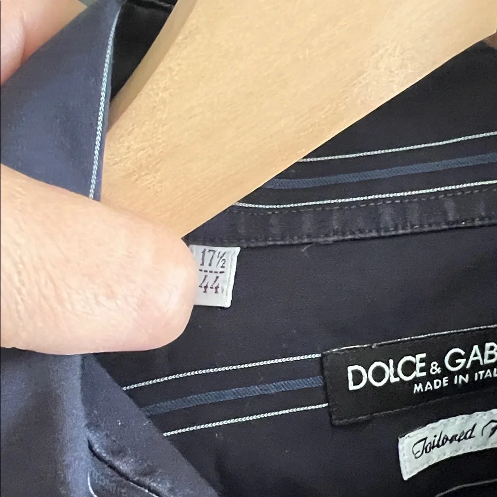 🛑 1 hour sale. Dolce & Gabbana, neck 17.5 (EU 44), Navy Striped Dress Shirt - Picture 8 of 9
